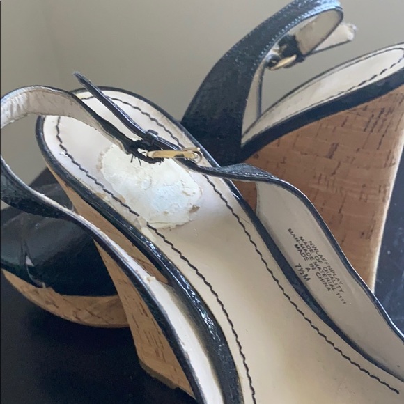 Nine West black patent and cork wedges - Picture 3 of 6